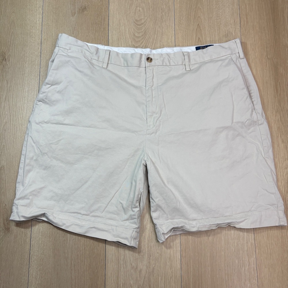 Polo Ralph Lauren Mens Classic Fit Chino Shorts Khaki Tan Size 40 Stretch Cotton